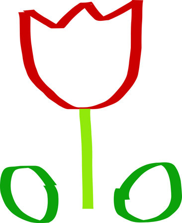 red tulip in hand drawn styleのイラスト素材