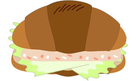 croissant tuna mayo lettuce sandwichのイラスト素材