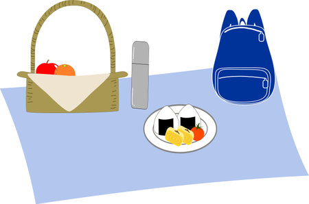 Picnic luggage set without peopleのイラスト素材
