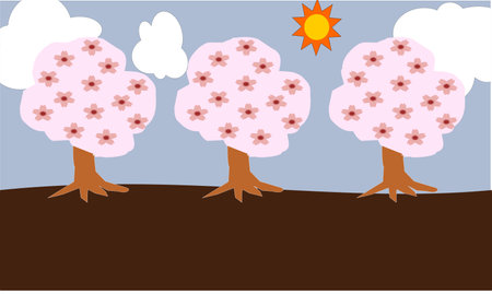 Road lined with cherry treesのイラスト素材
