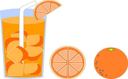 orange juice and cut orangesのイラスト素材