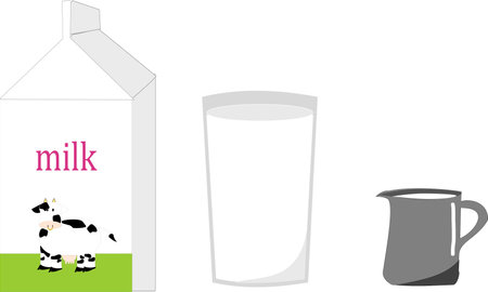 box milk, glass milk, pitcher milkのイラスト素材