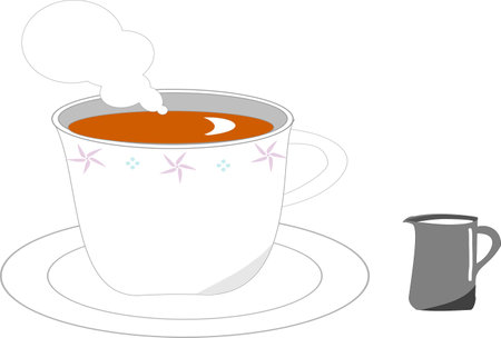 hot milk tea and milk pitcherのイラスト素材