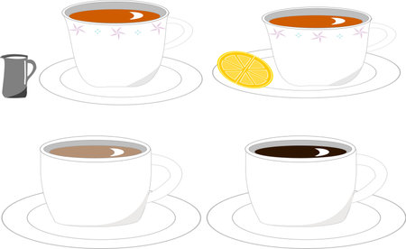 4 types of hot drink setのイラスト素材