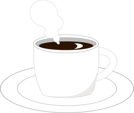 Hot coffee on a delicious saucerのイラスト素材