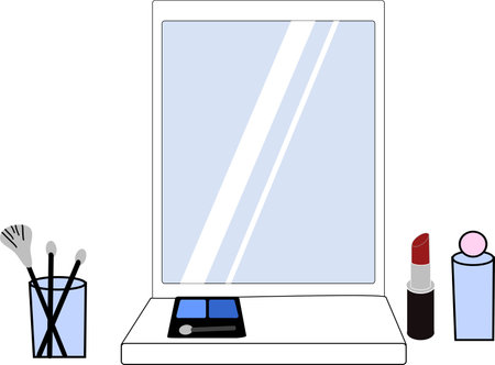 Mirror and cosmetics placed aroundのイラスト素材