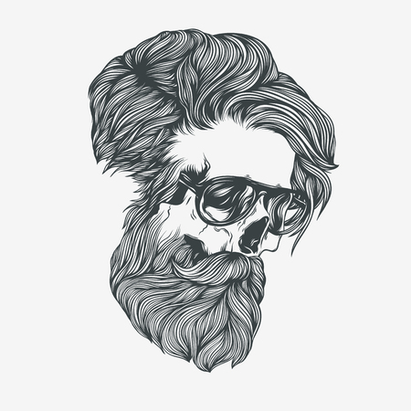 Bearded man witch glasses. Vector illustrationのイラスト素材