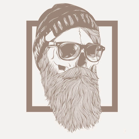 illustration of skull hipster beardのイラスト素材