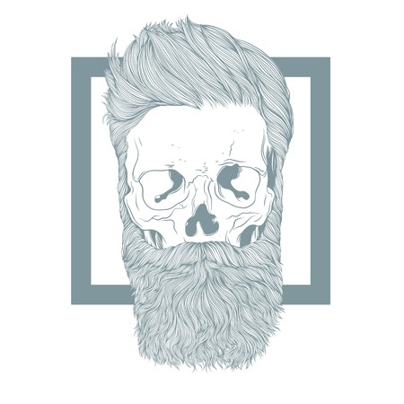 Bearded hipster skull with stylish hairstyle.のイラスト素材