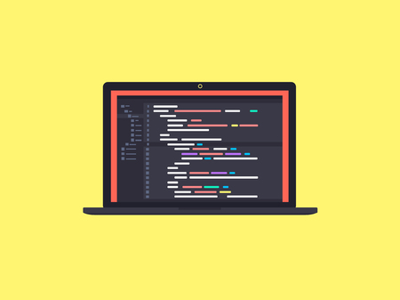 Code on the screen laptopのイラスト素材