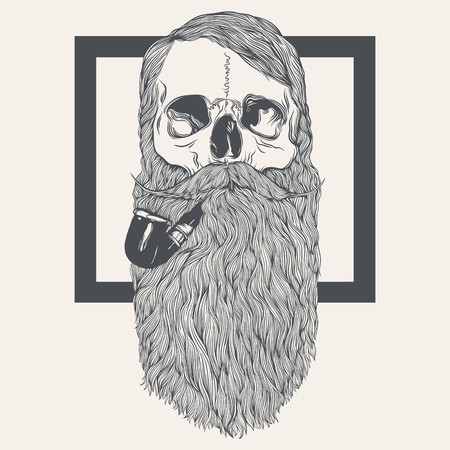illustration of skull with beardのイラスト素材