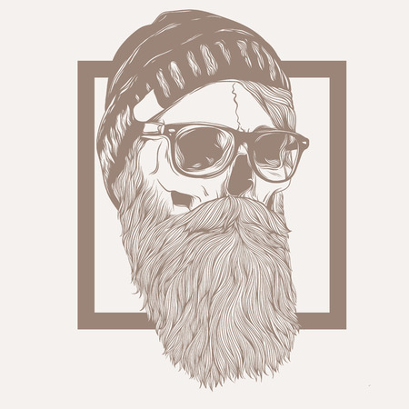 illustration of skull hipster beardのイラスト素材