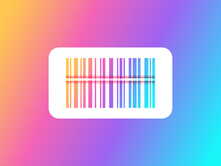 Rainbow barcode scanning. Barcode icon. Bar code vector illustrationのイラスト素材
