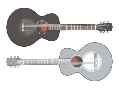 Acoustic guitar isolated on white background. Classical acoustic guitars, flat vector illustrationのイラスト素材