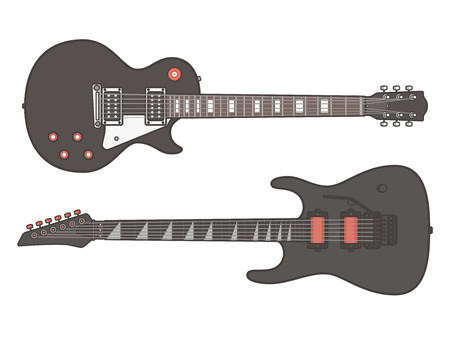 Electric guitar set Isolated on white background. Vector illustrationのイラスト素材