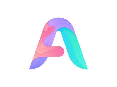 Creative Letter A logo icon design. Abstract colorful logotype. A alphabet letter logo vector templateのイラスト素材
