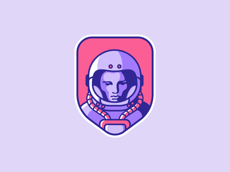Space logo. Vintage astronaut badge. Spaceman vector illustrationのイラスト素材
