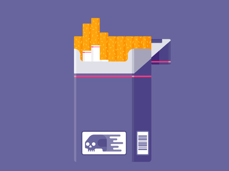 Open cigarettes pack box. No smoking concept. Nicotine addiction. Cigarettes pack vector illustrationのイラスト素材