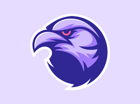 Crow mascot design for logo. Sports branding. Crow head badge. Sport logo vector templateのイラスト素材