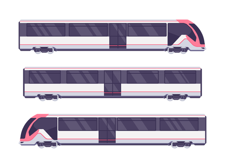 Passenger express train. Subway transport underground train. Metro train vector illustrationのイラスト素材