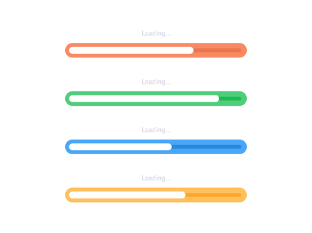 Flat progress loading bar. Vector progress upload indicator barのイラスト素材