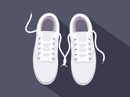 White sneakers. Sport shoes. Shoes for running. Vector illustrationのイラスト素材