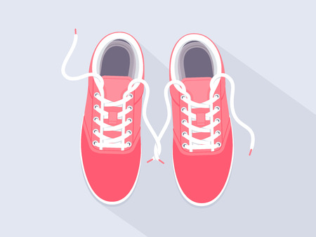 Pink sneakers. Sport shoes. Shoes for running. Vector illustrationのイラスト素材