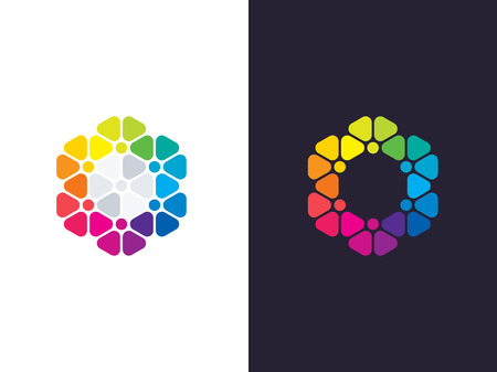 Hexagon logo template. Abstract geometric hexagon logotype. Vectorのイラスト素材