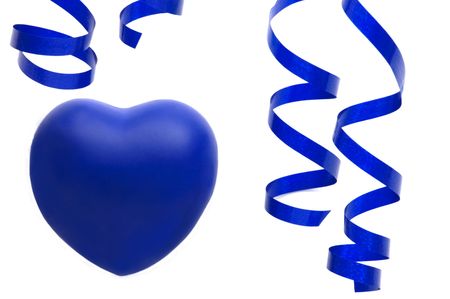 blue heart and streamersの写真素材