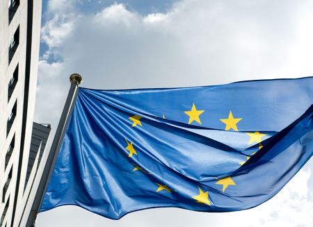 eu flag on sky background