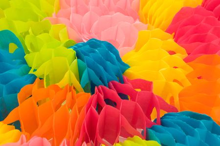 Beautiful colorful garland closeup focus on the central partの写真素材