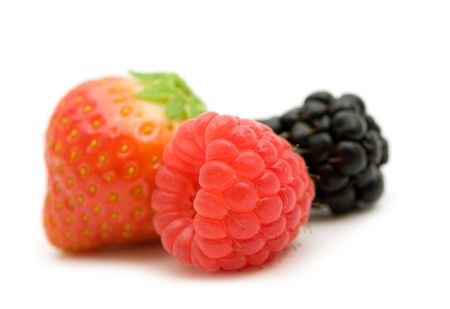 three berries on white background