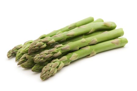 fresh asparagus on white backgroundの写真素材