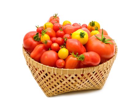 bio fresh tomatoes in basketの写真素材