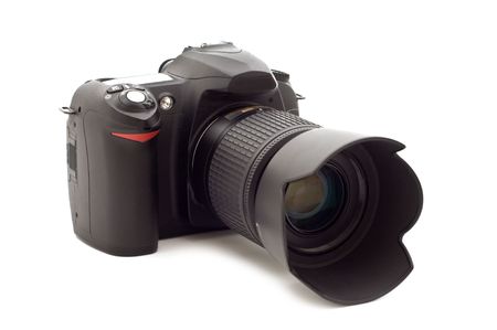 Digital photo camera on a white background