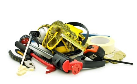 working tools on white backgroundの写真素材