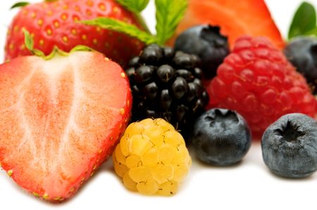 fresh berries on white background の写真素材