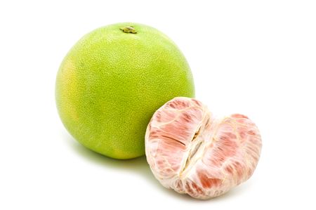 fresh pomelo on white backgroundの写真素材