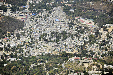 An overhead view of a very crowded neighborhood in Port Au Prince, Haiti An overhead view of a very crowded neighborhood in Port Au Prince, Haiti