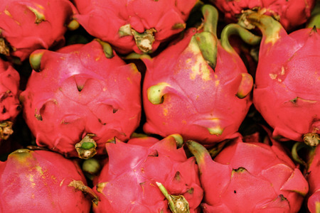 Closeup of fresh dragon fruitsの写真素材