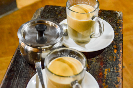 twoindian milk teas at the morning, called Masala Chaiの写真素材