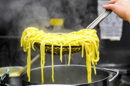 Prepairing German SpÃ¤tzleの写真素材