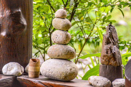 Zen garden viranda with a view of the jungleの写真素材