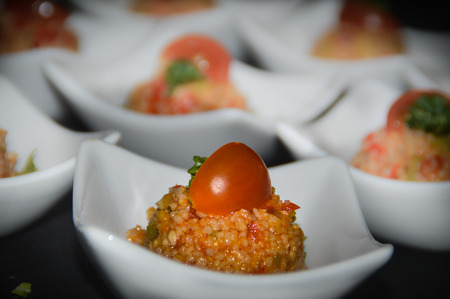Causcaus salad as a greeting from the kitchen, also called Amuse Bouche or Amuse Gueuleの写真素材