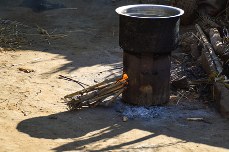 A traditional cooking place then as today is still used, nepalの写真素材