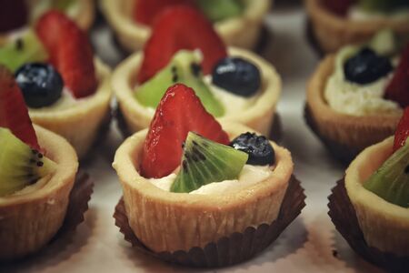 Summer themed fruit tarts for the perfect summertime dessertの写真素材