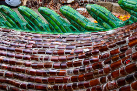 Mosaic design on the structures in Linh Phuoc Pagoda or Chua Linh PhÆ°oc in Dalat, Vietnam