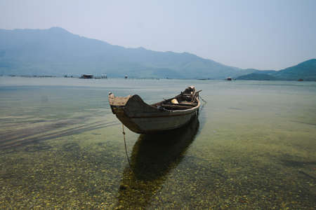 Scenic view of a peaceful early morning in Mui Ne Fishing Village, Phan Thiet City Vietnam