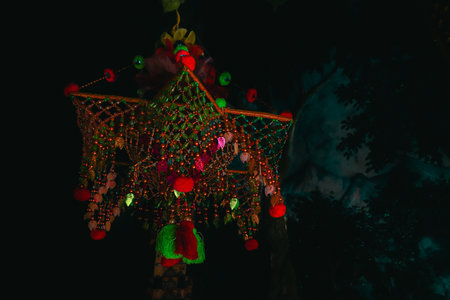 Traditional Khmer Lantern decoration during the Bon Om Touk or Cambodian Water Festival celebrationの写真素材
