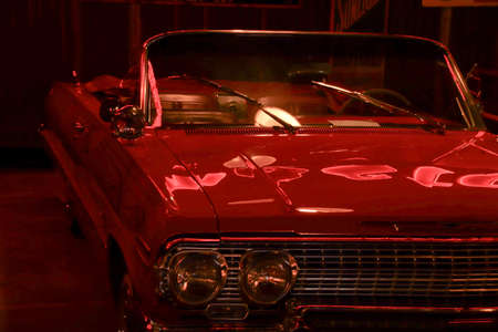 Red vintage toy car modelの写真素材